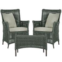 2 Poltronas 1 Mesa Igapó Em Alumínio Marrom Corda Náutica E3 Verde - 1