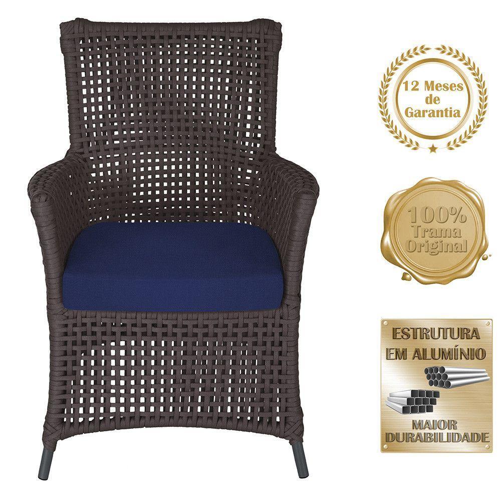 4 Poltronas E 1 Mesa Igapó Alumínio Preta Corda Náutica E10 Marrom - 5