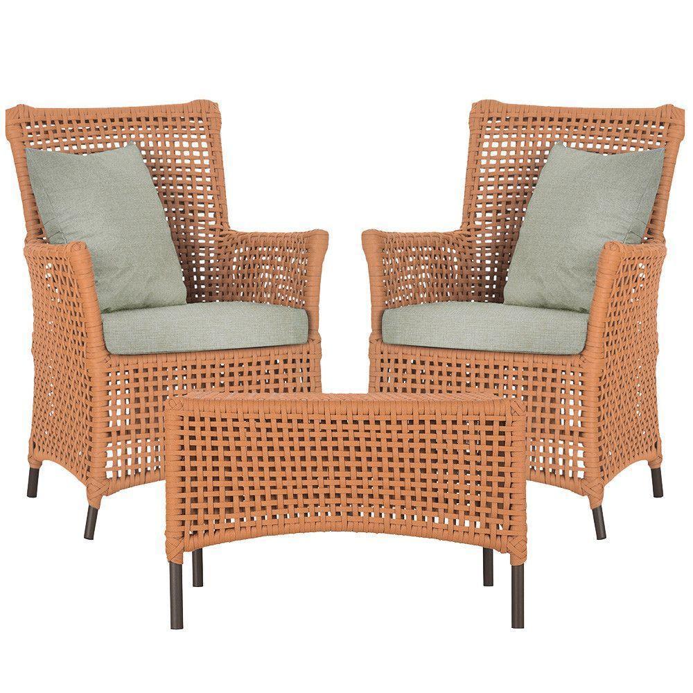 2 Poltronas 1 Mesa Igapó Em Alumínio Marrom Corda Náutica E3 Terra Cota - 1