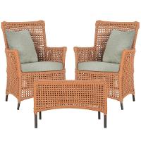 2 Poltronas 1 Mesa Igapó Em Alumínio Marrom Corda Náutica E3 Terra Cota - 1