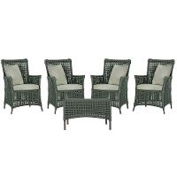 4 Poltronas E 1 Mesa Igapó Alumínio Marrom Corda Náutica E3 Verde - 1