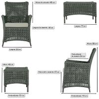 4 Poltronas E 1 Mesa Igapó Alumínio Marrom Corda Náutica E3 Verde - 5