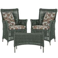 2 Poltronas E 1 Mesa Igapó Alumínio Fendi Corda Náutica E6 Verde - 1