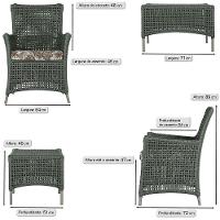 2 Poltronas E 1 Mesa Igapó Alumínio Fendi Corda Náutica E6 Verde - 5