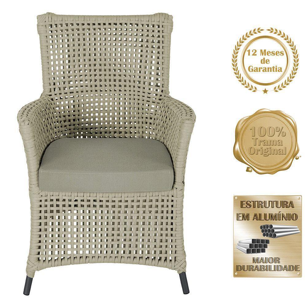 4 Poltronas E 1 Mesa Igapó Alumínio Preta Corda Náutica E8 Rami - 5