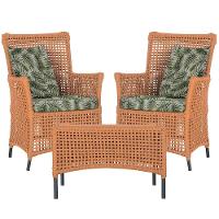 2 Poltronas 1 Mesa Igapó Em Alumínio Preta Corda Náutica E5 Terra Cota - 1