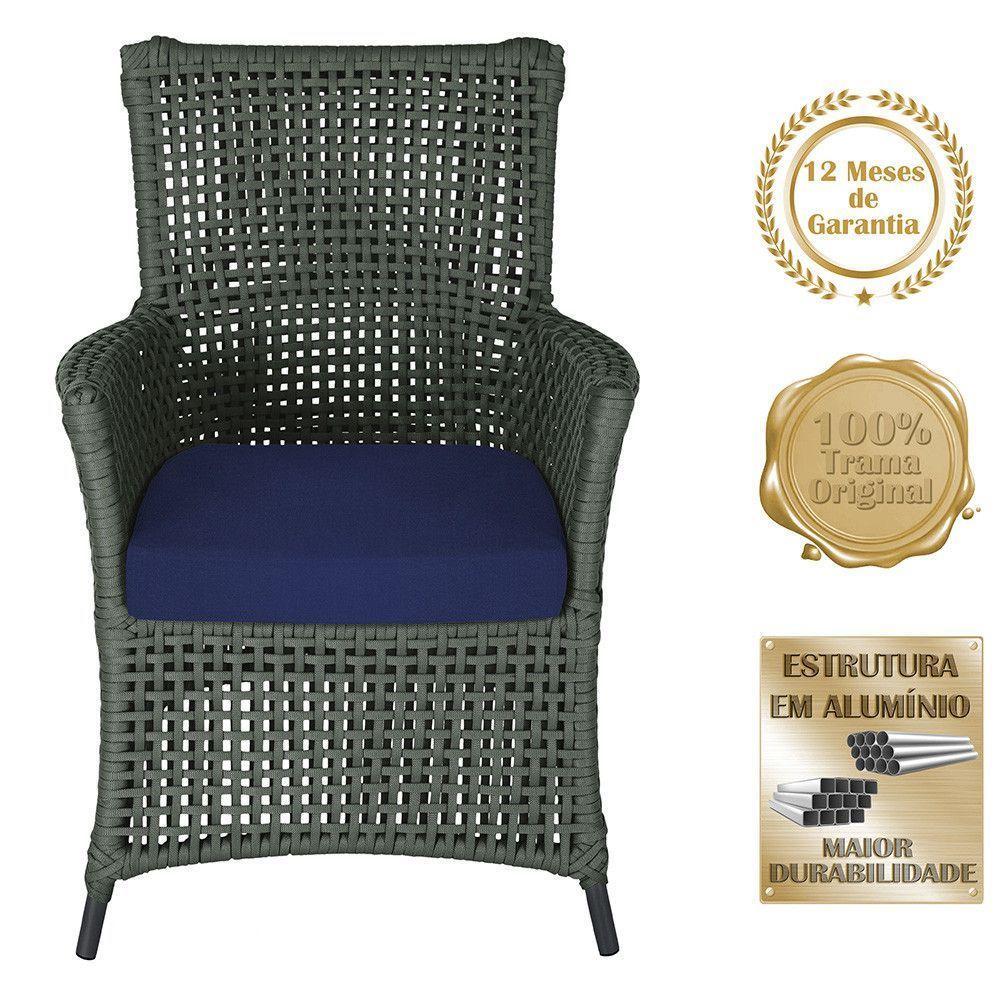 4 Poltronas E 1 Mesa Igapó Alumínio Preta Corda Náutica E10 Verde - 4
