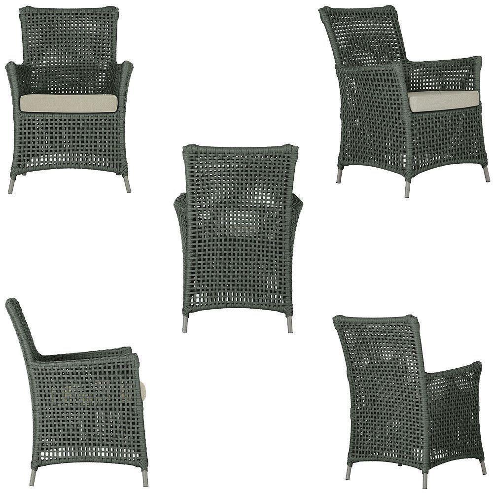 4 Poltronas E 1 Mesa Igapó Alumínio Fendi Corda Náutica E7 Verde - 1