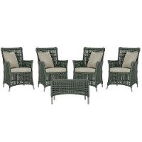 4 Poltronas E 1 Mesa Igapó Alumínio Fendi Corda Náutica E7 Verde - 2