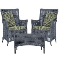 2 Poltronas 1 Mesa Igapó Em Alumínio Preta Corda Náutica E5 Prata - 1