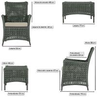 4 Poltronas E 1 Mesa Igapó Alumínio Marrom Corda Náutica E7 Verde - 5