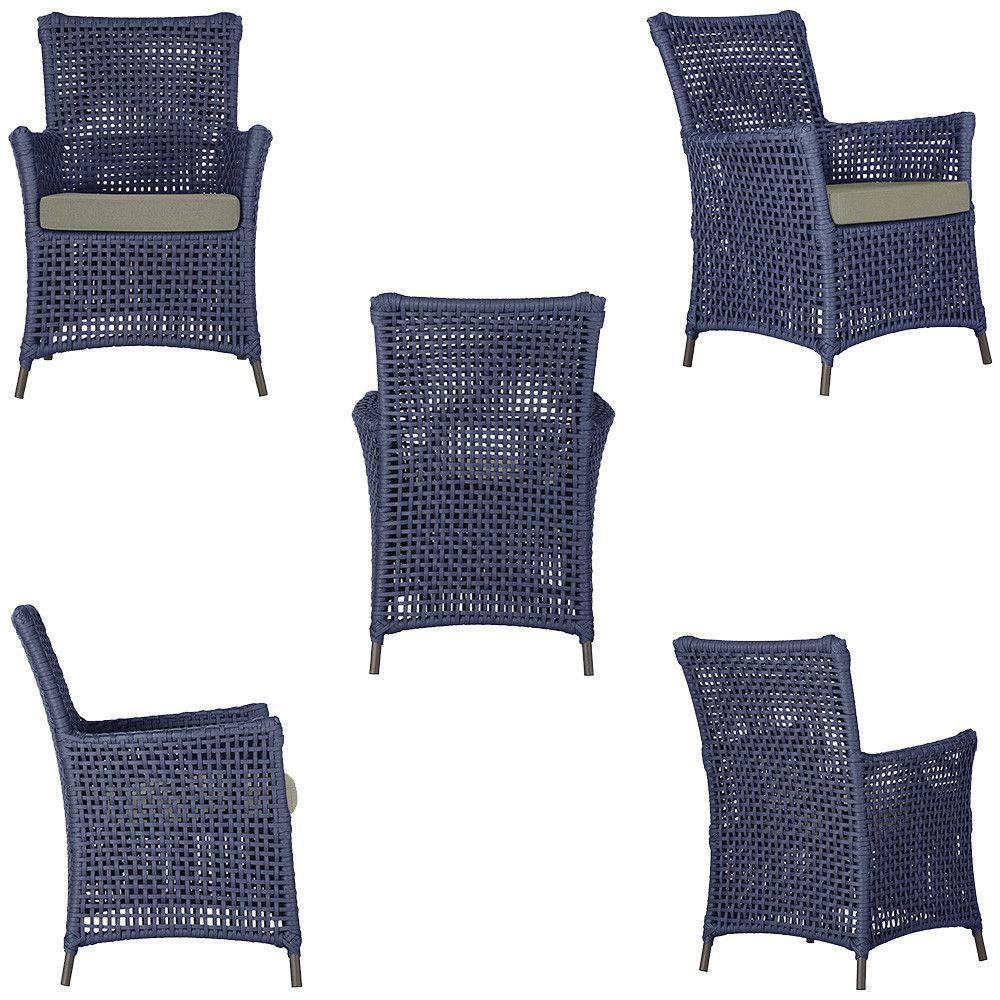 2 Poltronas E 1 Mesa Igapó Alumínio Marrom Corda Náutica E8 Azul - 2