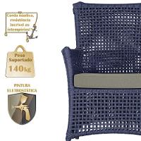 2 Poltronas E 1 Mesa Igapó Alumínio Marrom Corda Náutica E8 Azul