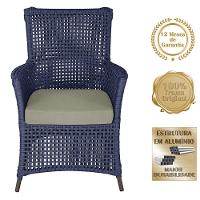 2 Poltronas E 1 Mesa Igapó Alumínio Marrom Corda Náutica E8 Azul - 5