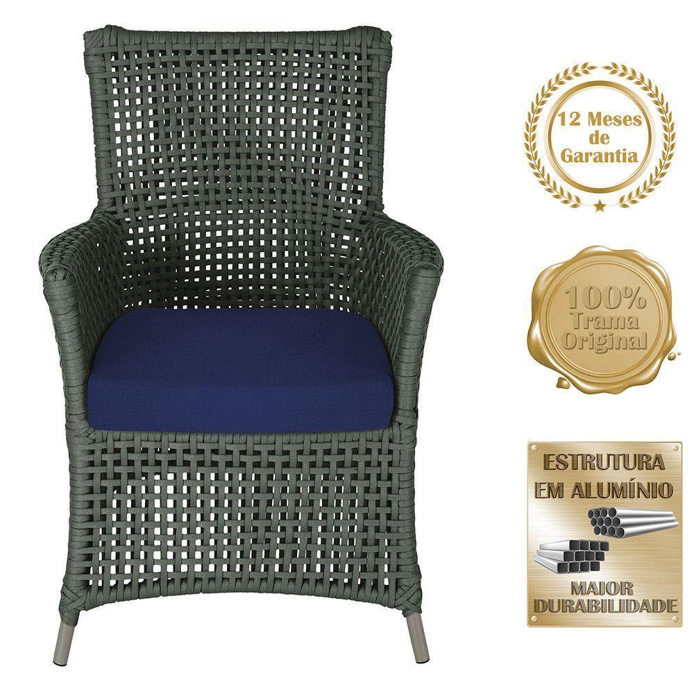 4 Poltronas E 1 Mesa Igapó Alumínio Fendi Corda Náutica E10 Verde - 4