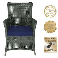 4 Poltronas E 1 Mesa Igapó Alumínio Fendi Corda Náutica E10 Verde