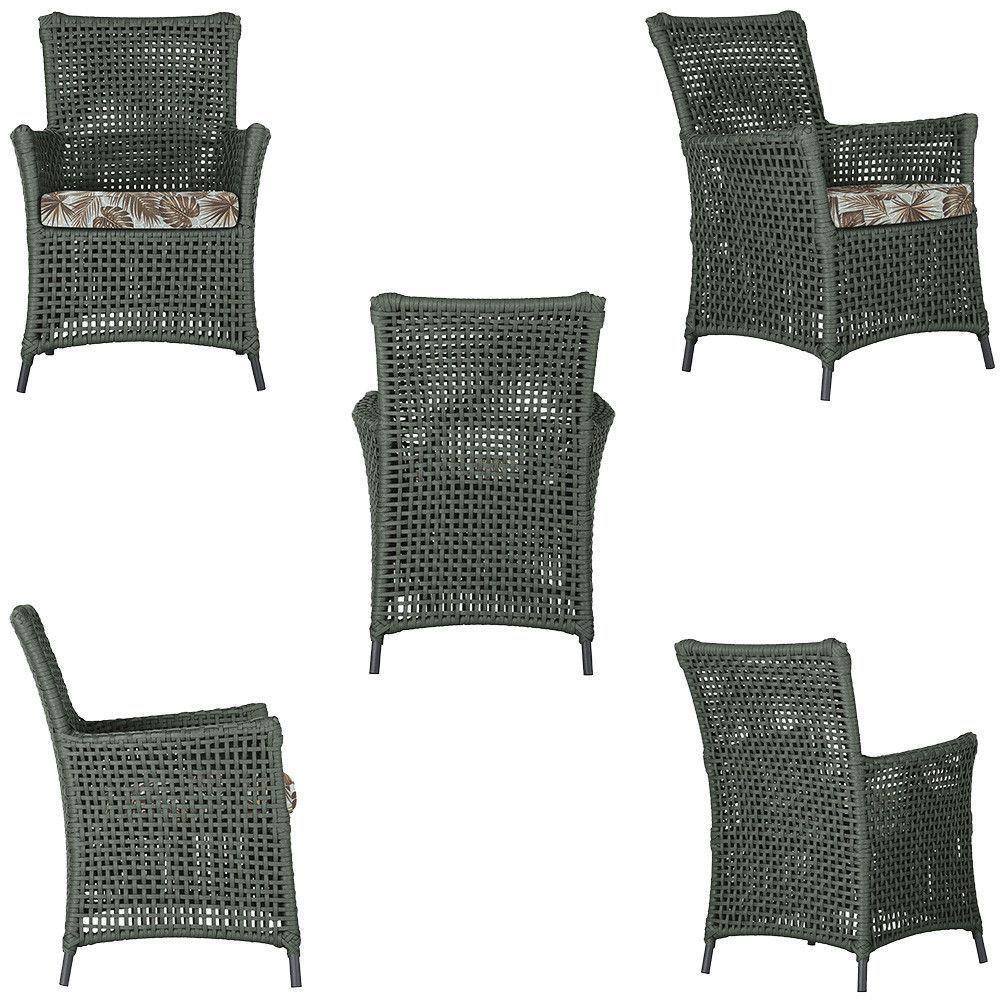 4 Poltronas E 1 Mesa Igapó Alumínio Preta Corda Náutica E6 Verde - 2