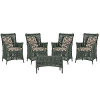 4 Poltronas E 1 Mesa Igapó Alumínio Preta Corda Náutica E6 Verde - 1