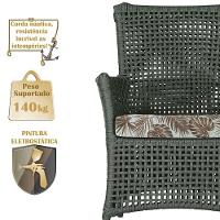 4 Poltronas E 1 Mesa Igapó Alumínio Preta Corda Náutica E6 Verde - 3