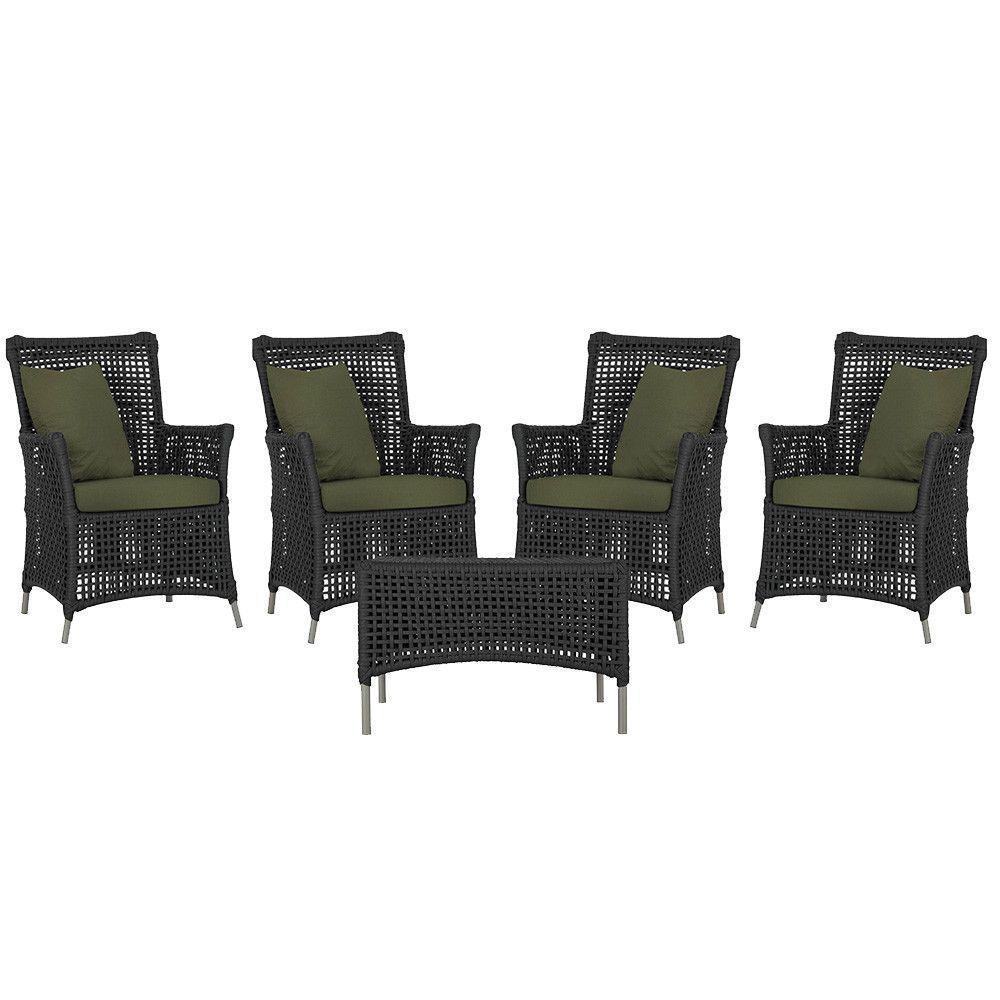 4 Poltronas E 1 Mesa Igapó Alumínio Fendi Corda Náutica E13 Preto - 1