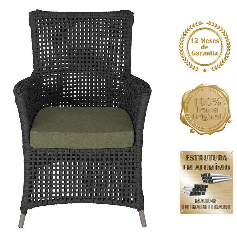 4 Poltronas E 1 Mesa Igapó Alumínio Fendi Corda Náutica E13 Preto - 5