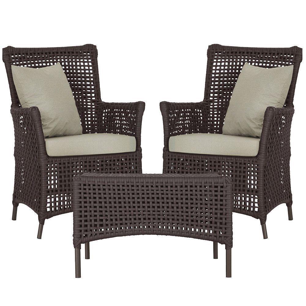 2 Poltronas E 1 Mesa Igapó Alumínio Marrom Corda Náutica E7 Marrom - 1