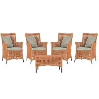 4 Poltronas E 1 Mesa Igapó Alumínio Preta Corda Náutica E7 Terra Cota - 1