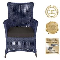 4 Poltronas E 1 Mesa Igapó Alumínio Marrom Corda Náutica E9 Azul - 5