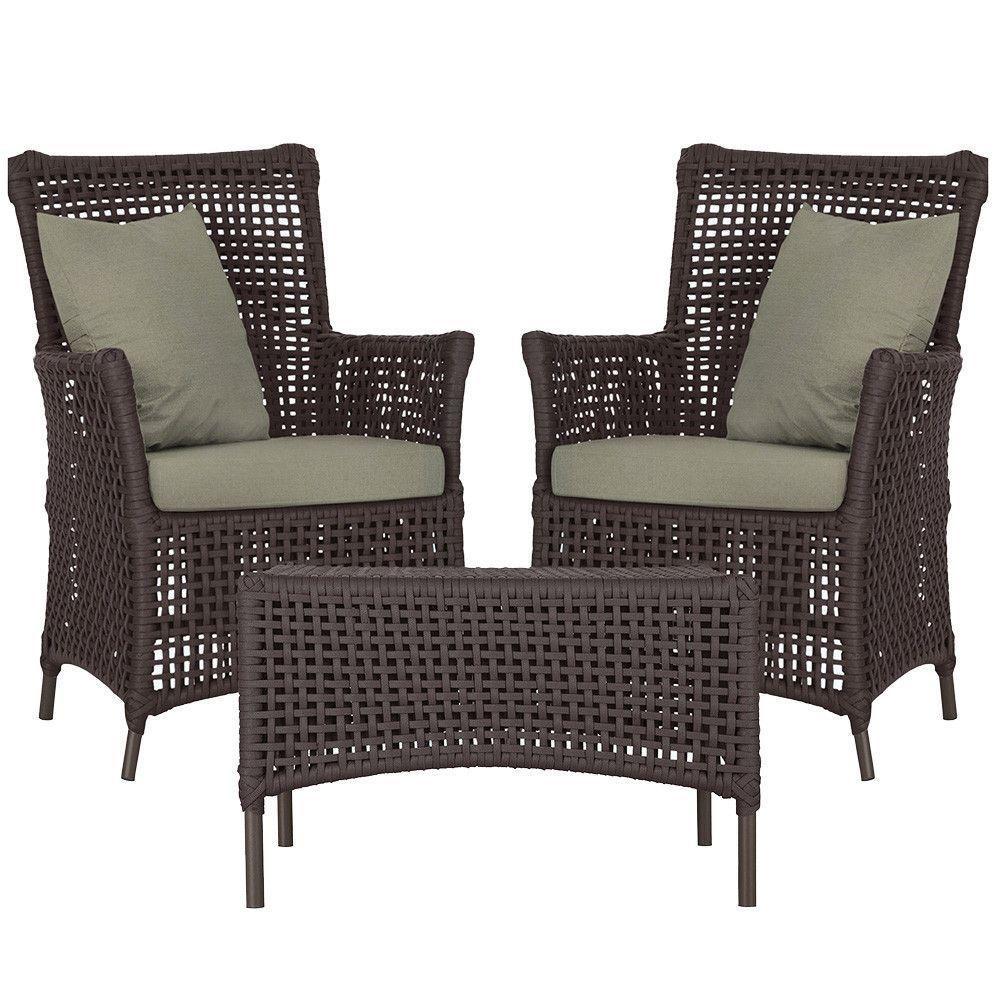 2 Poltronas E 1 Mesa Igapó Alumínio Marrom Corda Náutica E8 Marrom - 1