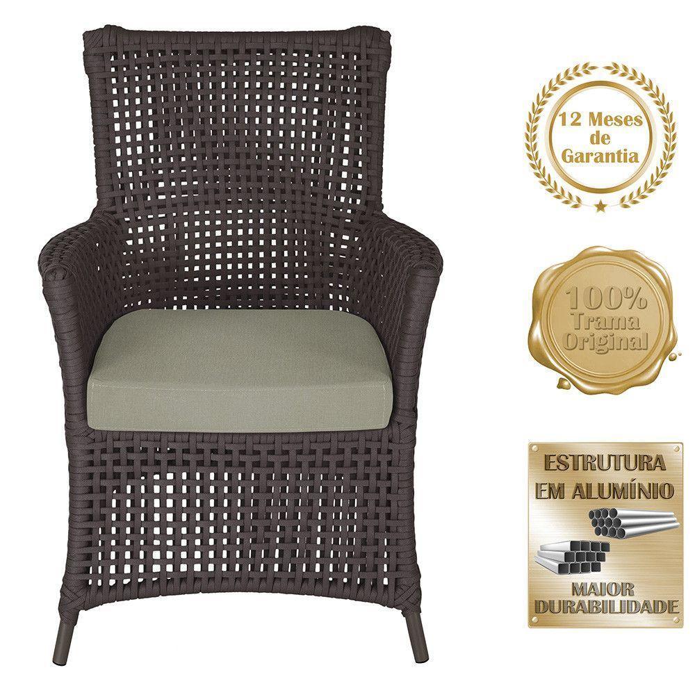 2 Poltronas E 1 Mesa Igapó Alumínio Marrom Corda Náutica E8 Marrom - 5