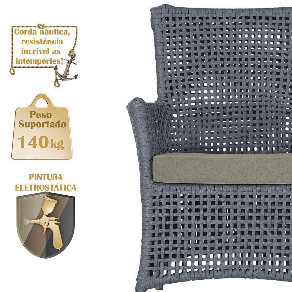 2 Poltronas E 1 Mesa Igapó Alumínio Fendi Corda Náutica E8 Prata - 4