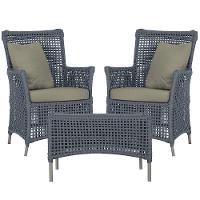 2 Poltronas E 1 Mesa Igapó Alumínio Fendi Corda Náutica E8 Prata - 1