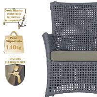 2 Poltronas E 1 Mesa Igapó Alumínio Fendi Corda Náutica E8 Prata