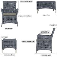 2 Poltronas E 1 Mesa Igapó Alumínio Fendi Corda Náutica E8 Prata - 6