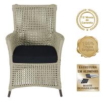 4 Poltronas E 1 Mesa Igapó Alumínio Marrom Corda Náutica E12 Rami - 5