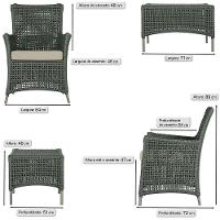 2 Poltronas E 1 Mesa Igapó Alumínio Fendi Corda Náutica E7 Verde - 5