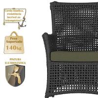 4 Poltronas E 1 Mesa Igapó Alumínio Marrom Corda Náutica E13 Preto