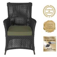 4 Poltronas E 1 Mesa Igapó Alumínio Marrom Corda Náutica E13 Preto - 5