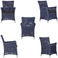 4 Poltronas E 1 Mesa Igapó Alumínio Fendi Corda Náutica E9 Azul - 3