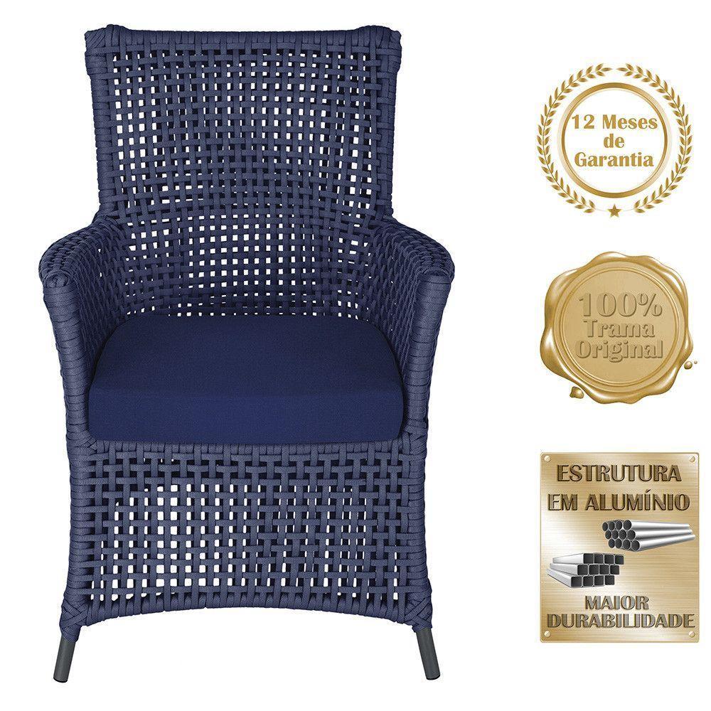 4 Poltronas Igapó Alumínio Pintura Preta Corda Náutica E10 Azul - 5