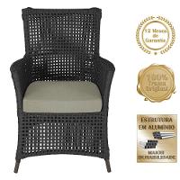 2 Poltronas E 1 Mesa Igapó Alumínio Marrom Corda Náutica E8 Preto - 5