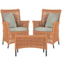 2 Poltronas 1 Mesa Igapó Em Alumínio Preta Corda Náutica E3 Terra Cota - 1