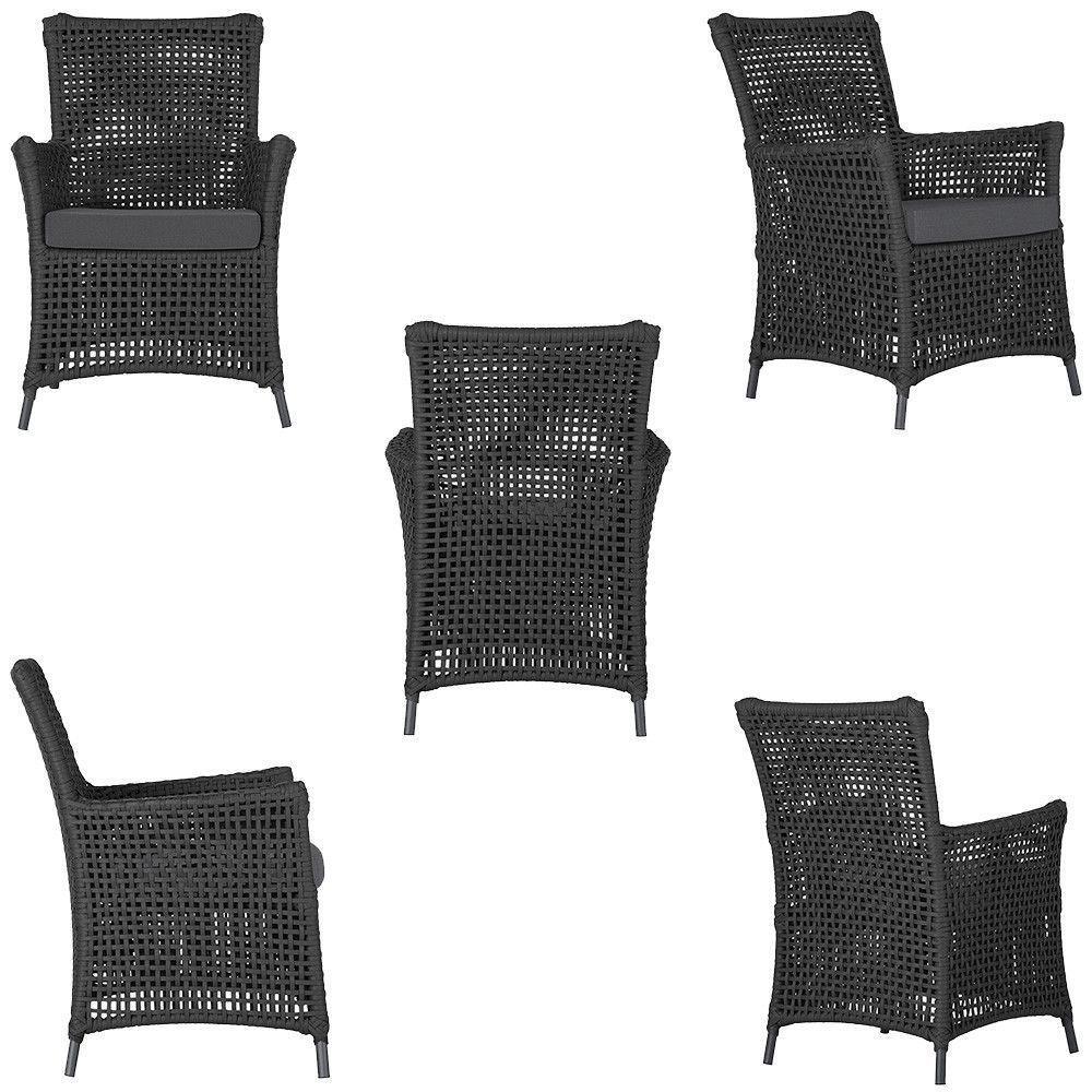 4 Poltronas E 1 Mesa Igapó Alumínio Preta Corda Náutica E11 Preto - 3