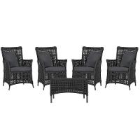 4 Poltronas E 1 Mesa Igapó Alumínio Preta Corda Náutica E11 Preto - 1