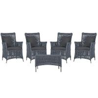 4 Poltronas E 1 Mesa Igapó Alumínio Fendi Corda Náutica E11 Prata - 1