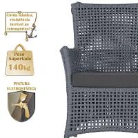 4 Poltronas E 1 Mesa Igapó Alumínio Fendi Corda Náutica E11 Prata