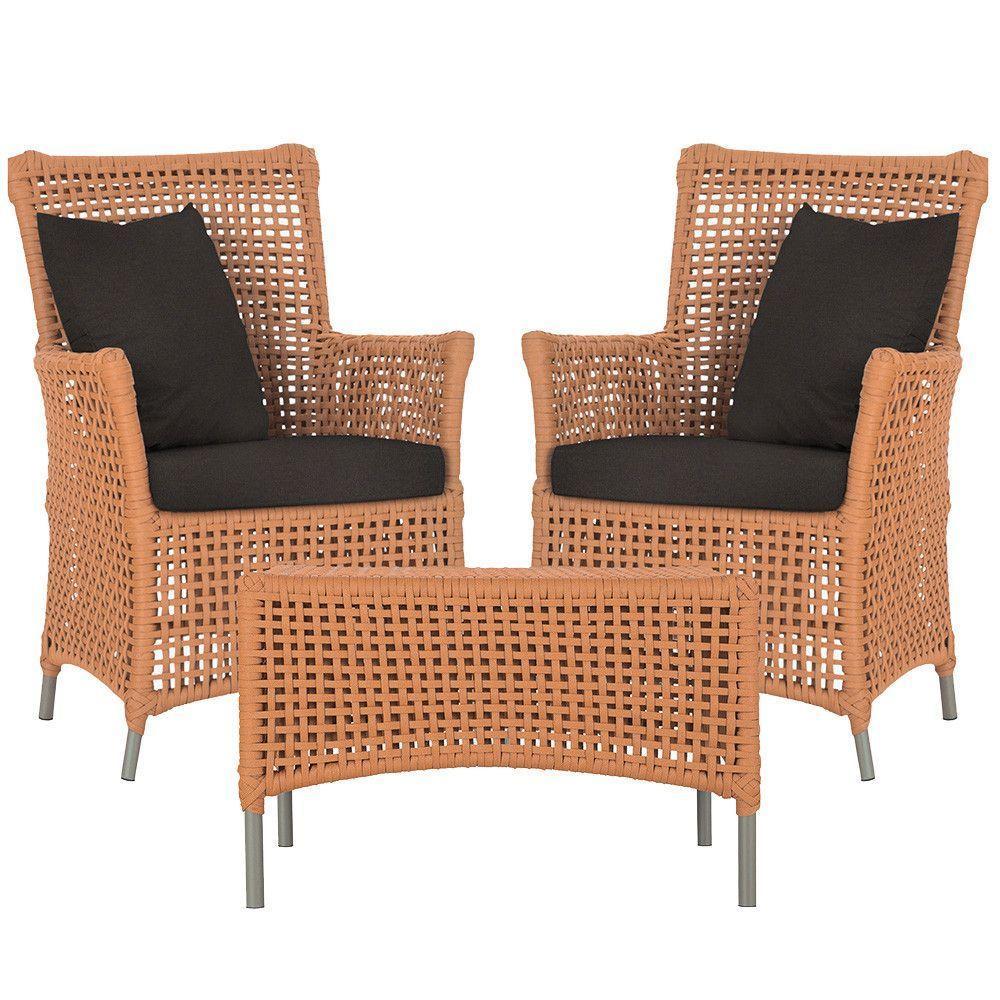 2 Poltronas E 1 Mesa Igapó Alumínio Fendi Corda Náutica E9 Terra Cota - 1