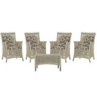 4 Poltronas E 1 Mesa Igapó Alumínio Preta Corda Náutica E6 Rami - 1