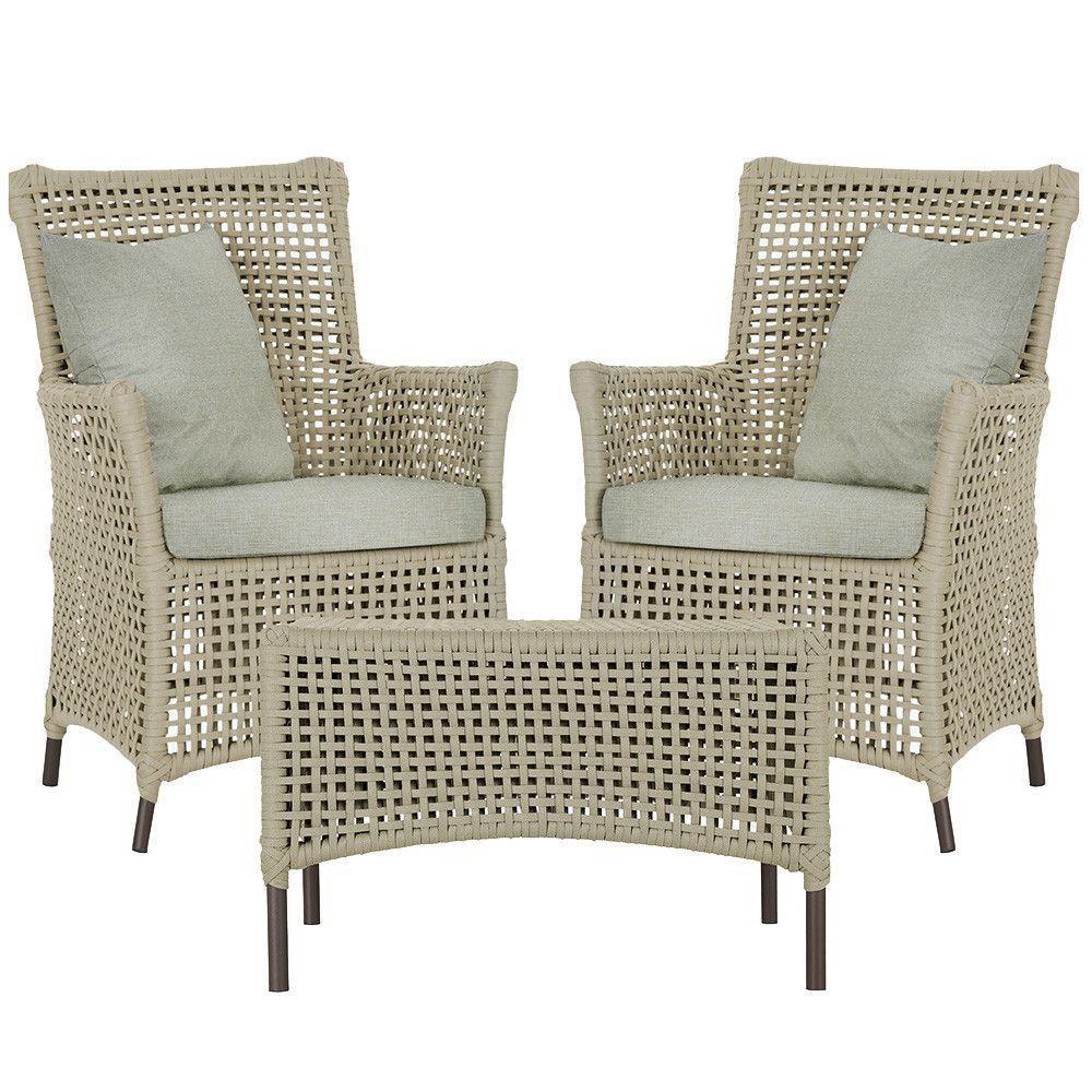 2 Poltronas 1 Mesa Igapó Em Alumínio Marrom Corda Náutica E3 Rami - 1