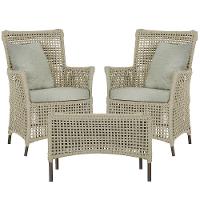 2 Poltronas 1 Mesa Igapó Em Alumínio Marrom Corda Náutica E3 Rami - 1